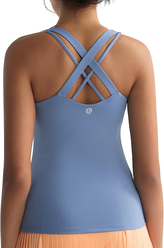 RUNNING GIRL Tank top with Built in Bra for Women,Compression Shirts Crisscross Back Workout Yoga Tops