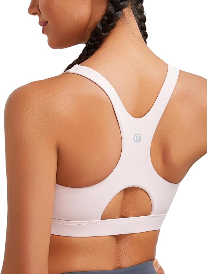 RUNNING GIRL Sports Bras for Women High Support,Racerback High Impact Grey Sports Bra Moulded Cup Workout Bra Push up