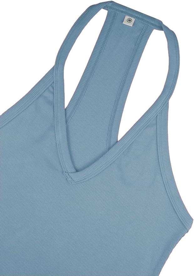 iGENJUN Workout Tops for Women Racerback Basic Tank Summer 2026 Camisole V Neck Slim Fit Ribbed Sleeveless