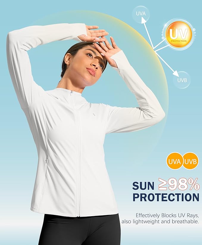 Soothfeel Women's UPF 50+ Sun Protection Hoodie Jacket Lightweight Long Sleeve Sun Shirt for Women with Pocket Hiking Outdoor