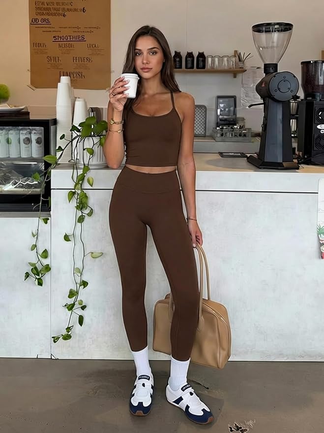 Matching Workout Sets for Women,Breathable Sport Bras & Seamless Leggings,2 Piece ActiveWear Outfits for Pilates/Gym/Athletic