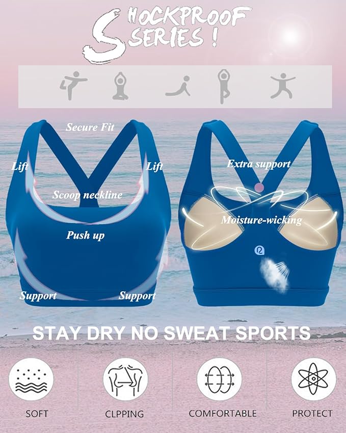 RUNNING GIRL Sports Bras for Women, Molded Cup High Impact Sports Bra Workout Bras for Women High Support Racerback