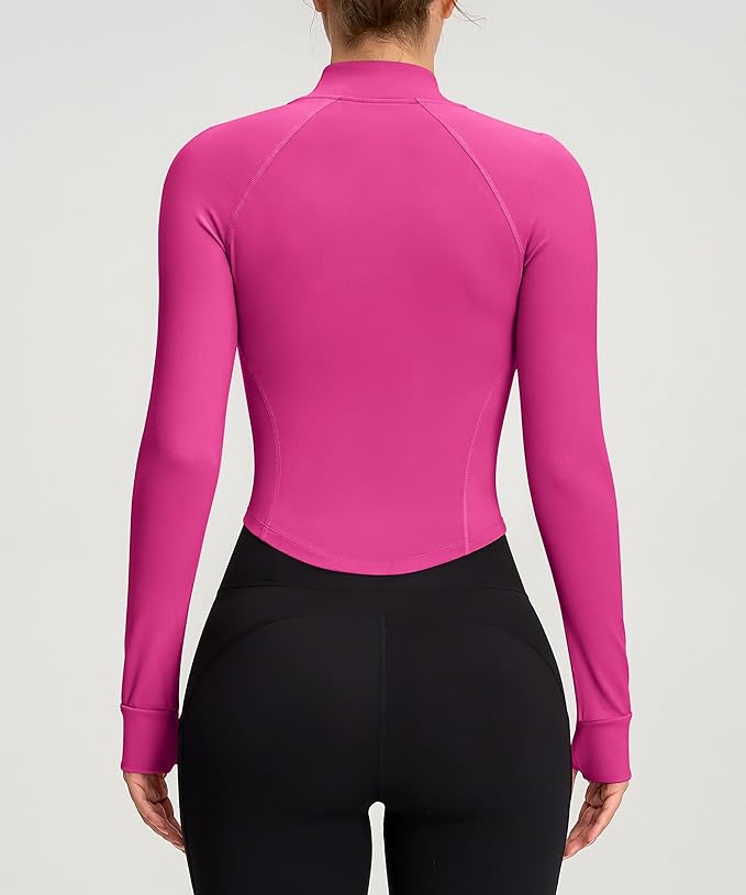 Womens Zip Up Bbl Jacket Lightweight Cropped Athletic Jacket Track Gym Workout Jackets for Running Yoga Hiking