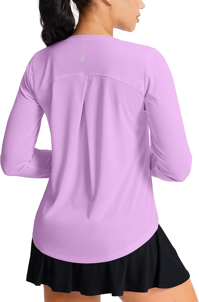 SANTINY Lightweight Long Sleeve Workout Tops for Women Breathable Gym Yoga Athletic Running Hiking Top UPF 50+ Sun Shirts