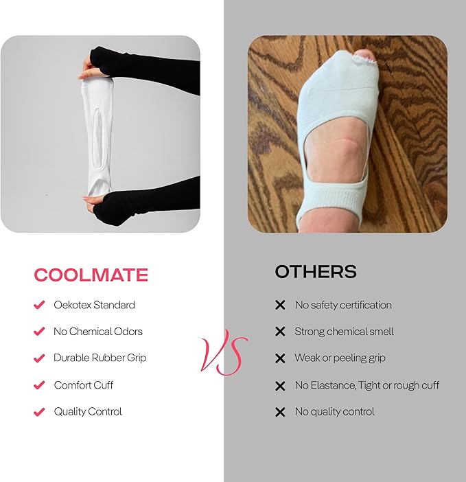 CoolMate Pilates Socks with Grips for Women, Yoga Socks, Crew Non Slip Women for Barre, Pilates Gifts for Women