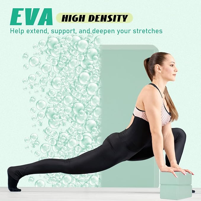 Wettarn 6 Pack Yoga Blocks 9 x 6 x 4 Inch Eva Foam Lightweight Non Slip Yoga Props for Yoga Pilates Stretching Meditation