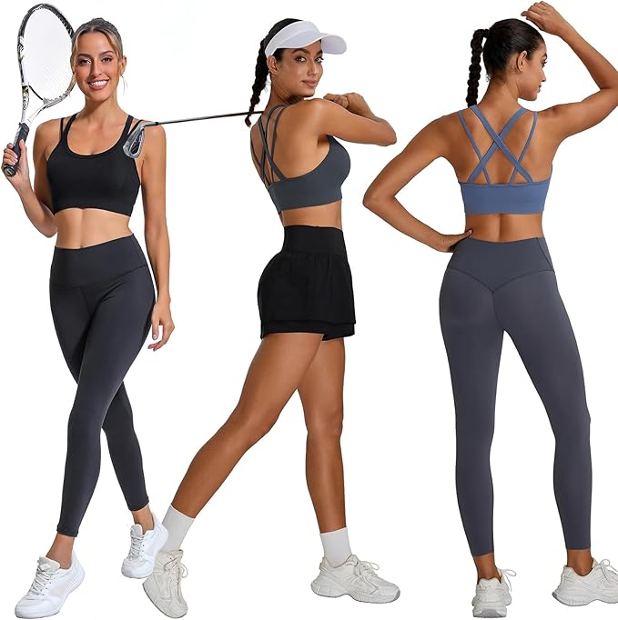 Sports Bras for Women HIigh Support, Criss-Cross Back Padded Strappy High Impact Sports Bras for Women Large Bust