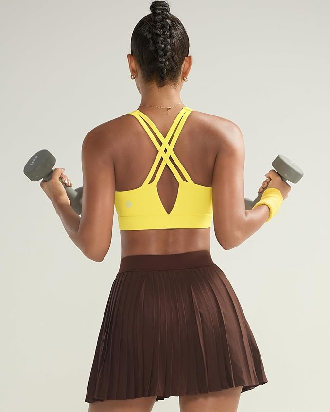 RUNNING GIRL Sports Bra for Women High Support, Molded Cup High Impact Sports Bras with Sewn in Pads Strappy Running Bra