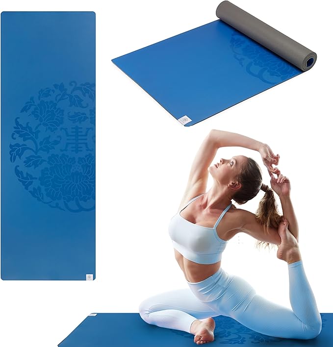Gaiam Dry-Grip Yoga Mat - 5mm Thick Non-Slip Exercise & Fitness Mat for Standard or Hot Yoga, Pilates and Floor Workouts - Cushioned Support, Non-Slip Coat - 68 x 24 Inches