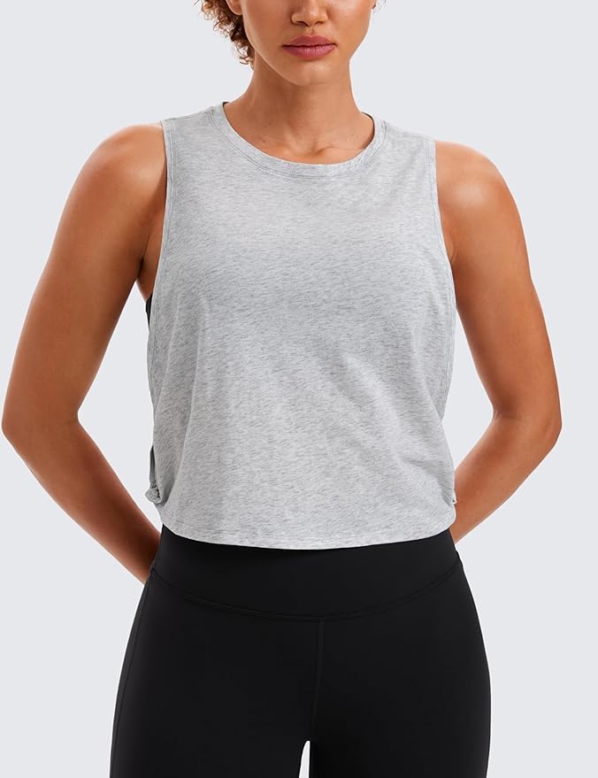 CRZ YOGA Pima Cotton Large Armhole Tank Tops for Women - Workout Sport Athletic Yoga Running Gym Loose Crop Sleeveless Shirts