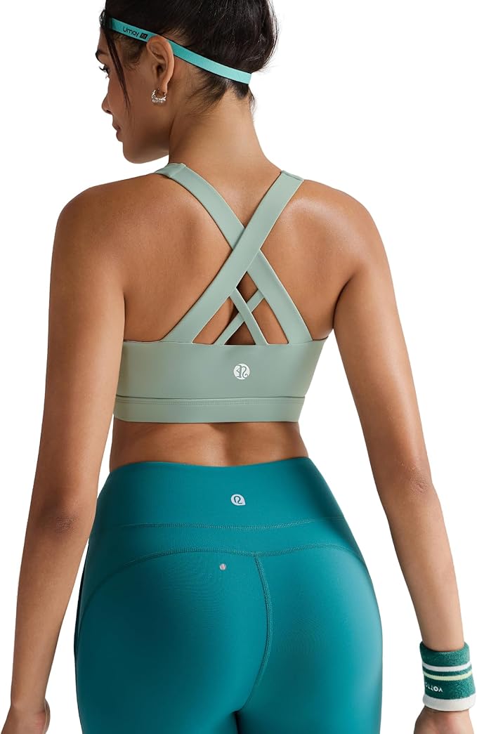 RUNNING GIRL Sports Bras for Women,Padded Strappy Sports Bras Criss-Cross Back Medium Support Sports Bras with Removable Cups