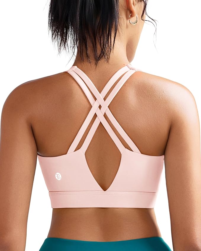 RUNNING GIRL Sports Bra for Women High Support, Molded Cup High Impact Sports Bras with Sewn in Pads Strappy Running Bra