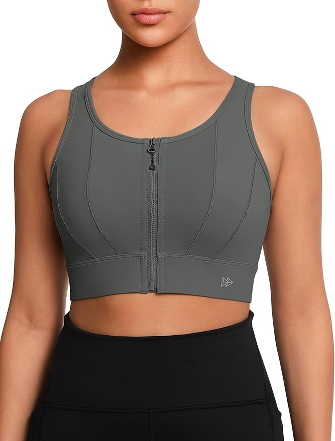 Yvette Front Closure Sports Bras for Women High Support Large Bust Supportive Sports Bra High Impact for Running