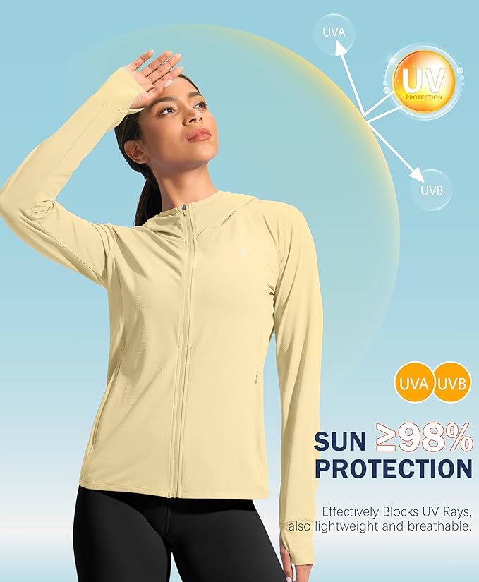 Soothfeel Women's UPF 50+ Sun Protection Hoodie Jacket Lightweight Long Sleeve Sun Shirt for Women with Pocket Hiking Outdoor