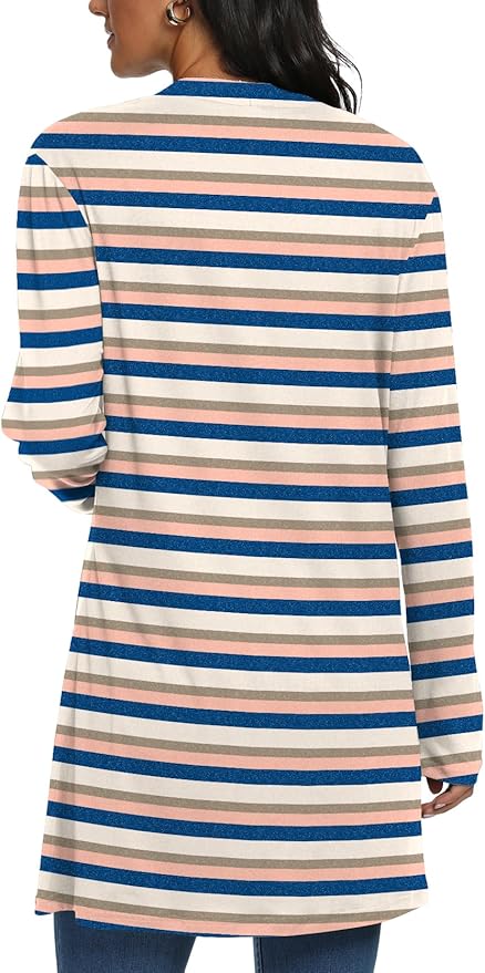 Womens Casual Lightweight with Pocketes Long Sleeve Open Front Cardigan