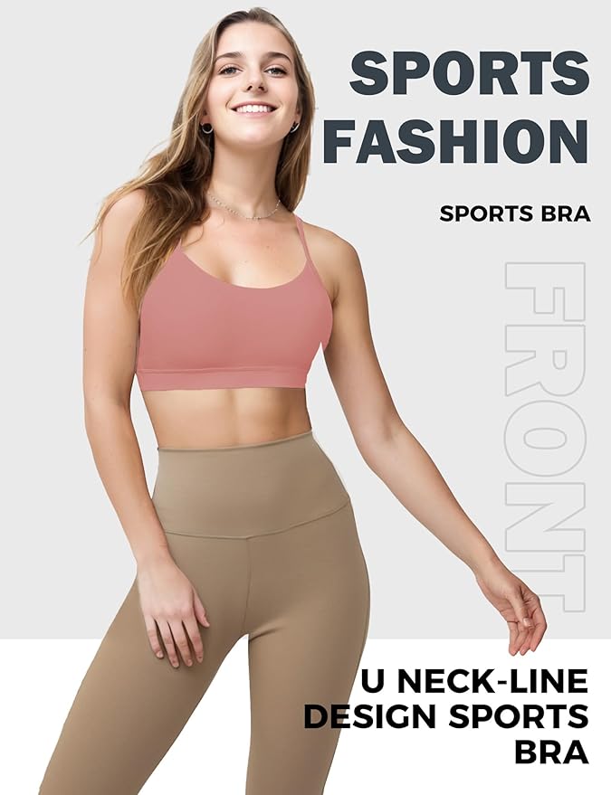 Buauty Sports Bra for Women, Y Back Light Support Workout Bra with Removable Pads for Yoga Pilates Gym