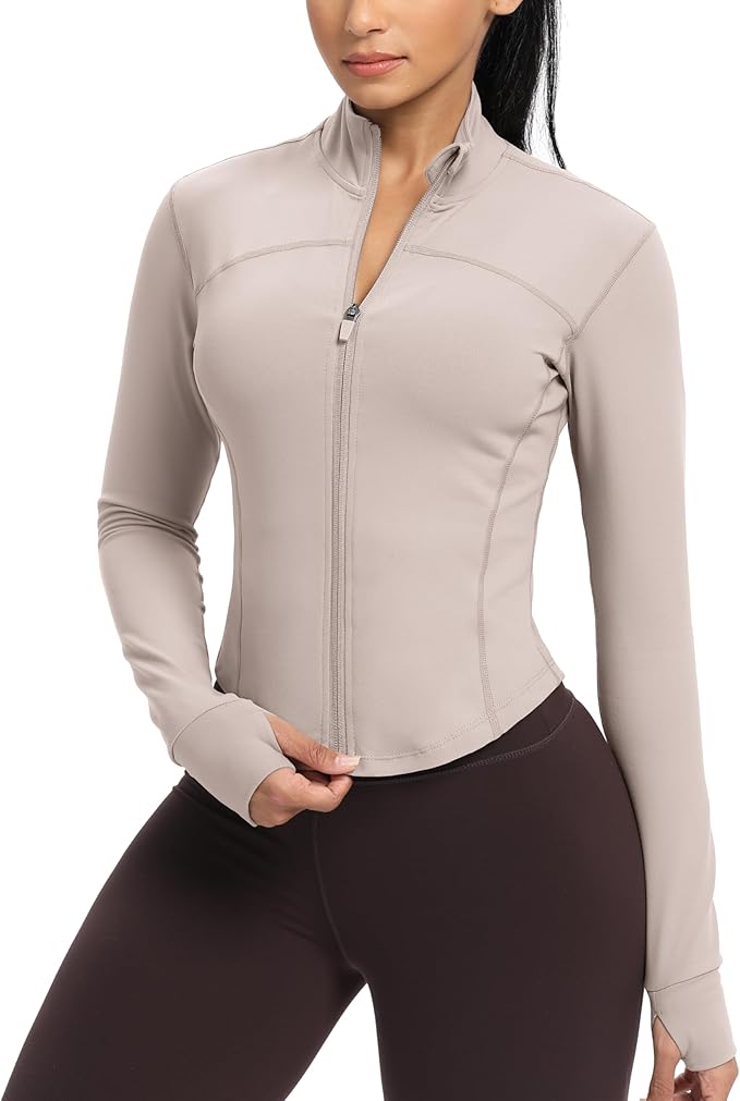 GYM RAINBOW Womens Zip Up Workout Jakcets Lightweight Slim Fit Running Athletic Jackets with Thumb Holes