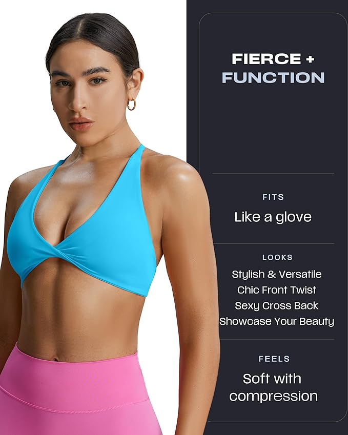 Aoxjox Women's Workout Sports Bras Fitness Metamorph Sienna Twist Bra Yoga Crop Tank