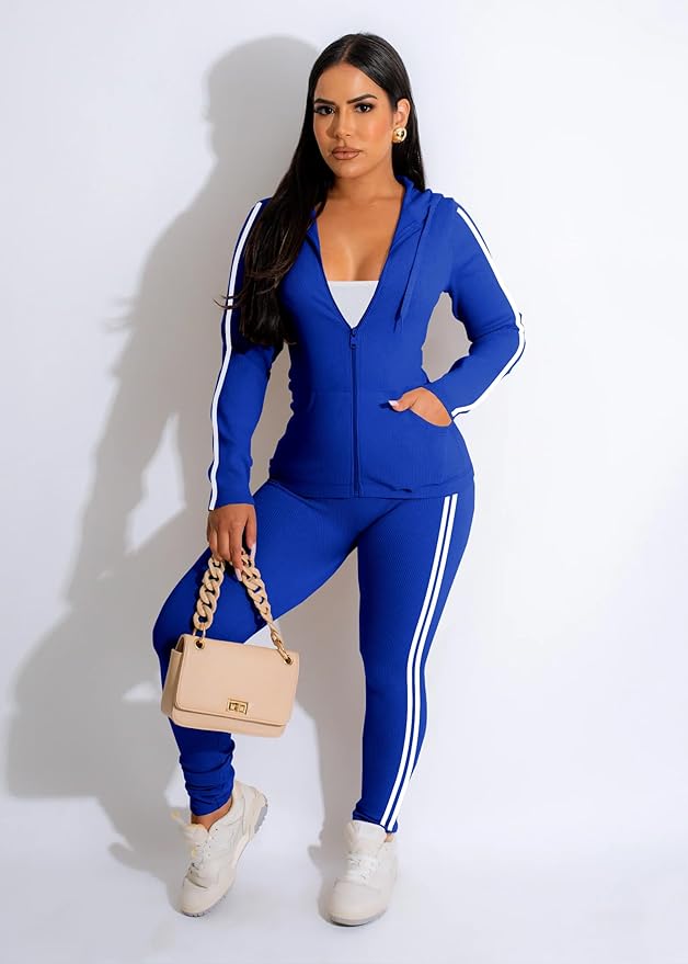 YeGine Women 2 Piece Outfits Long Sleeve Tracksuit Bodycon Matching Sets Hoodie Jacket Jogging Suit