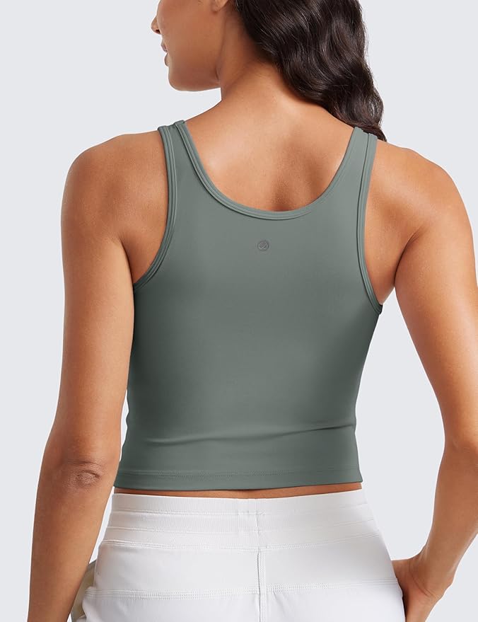 CRZ YOGA Butterluxe Double Lined Tank Tops for Women - Workout Casual Scoop Neck Racerback Crop Sleeveless Shirt