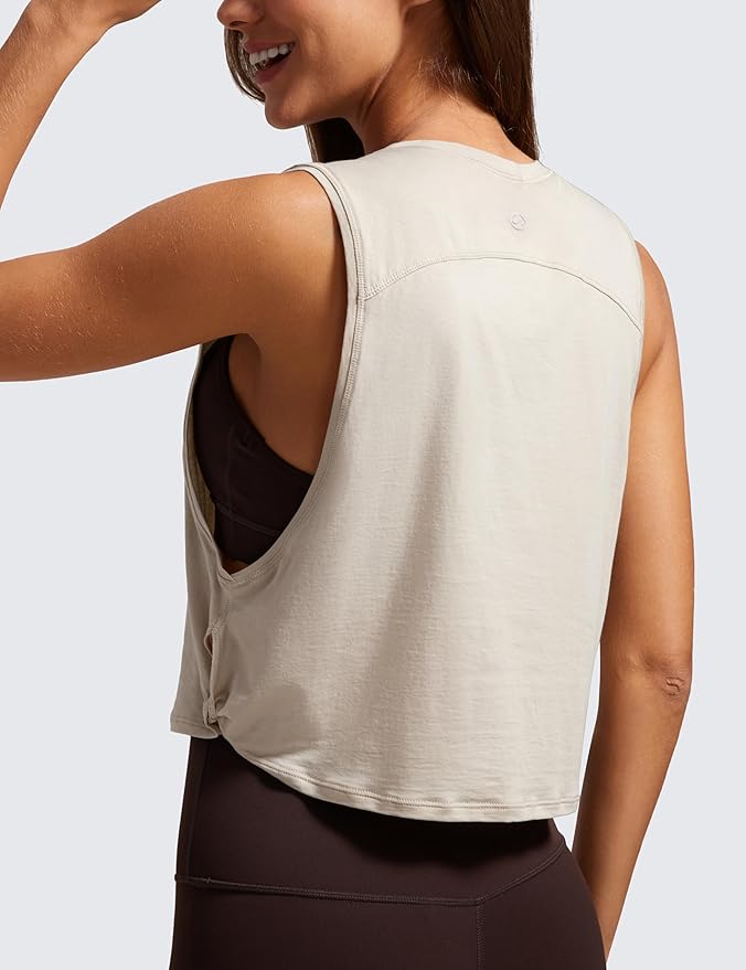 CRZ YOGA Pima Cotton Large Armhole Tank Tops for Women - Workout Sport Athletic Yoga Running Gym Loose Crop Sleeveless Shirts
