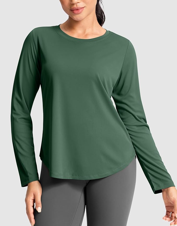 SANTINY Lightweight Long Sleeve Workout Tops for Women Breathable Gym Yoga Athletic Running Hiking Top UPF 50+ Sun Shirts