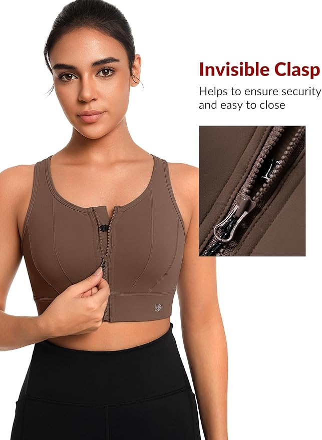 Yvette Front Closure Sports Bras for Women High Support Large Bust Supportive Sports Bra High Impact for Running