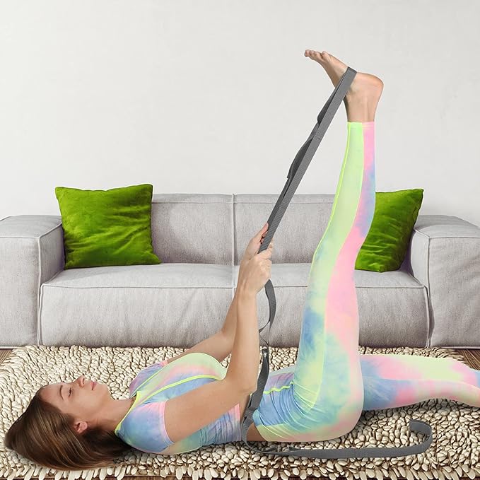 Scotamalone Stretching Strap Yoga Strap Physical Therapy for Home Workout, Exercise, Pilates and Gymnastics, 10 Loops Non-Elastic Stretch Bands with Aesthetic Packaging for Women & Men