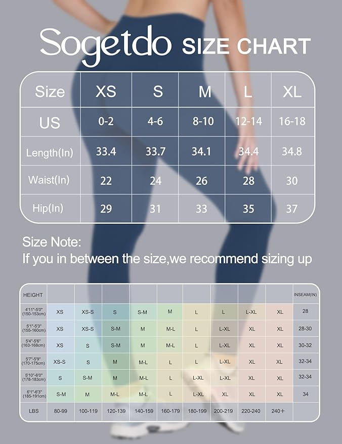 Sogetdo Yoga Leggings for Women Hidden Scrunch Butt Non See Through High Waisted No Front Seam Athletic Gym Workout Pants