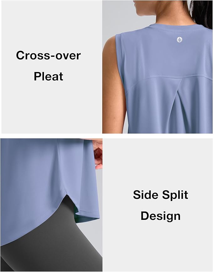 SANTINY Women's Sleeveless Workout Tops Breathable Lightweight Active Tennis Yoga Shirts Athletic Running Tank Tops for Women
