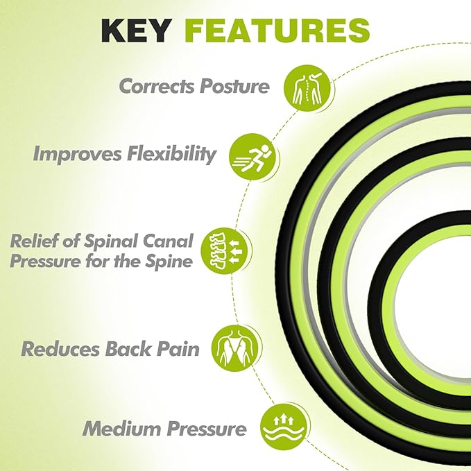 Back Roller Wheel - 3 Pack Yoga Foam Roller for Physical Therapy & Back Stretcher, Deep Tissue Massage for Pain Relief & Stretching | Green.