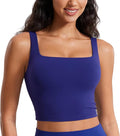CRZ YOGA Butterluxe Square Neck Crop Tank Tops for Women - Workout Longline Sports Bras Padded Yoga Camisole