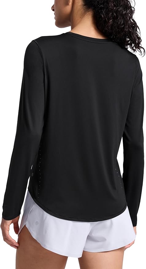 CRZ YOGA Lightweight Workout Long Sleeve Shirts for Women - Gym Running Fall Athletic Training T-Shirts High Neck Tops