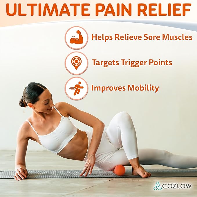 COZLOW Double Lacrosse Silicone Massage Ball - Energizing Orange - Peanut Trigger Point Roller for Mobility, Deep Tissue Therapy, Myofascial Release - Acupressure Tool for Muscle Pain Relief