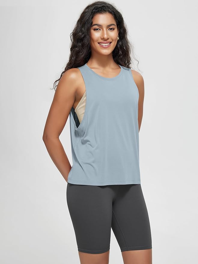 ODODOS 3-Pack Loose Tank Tops for Women Sleeveless Gym Athletic Workout Tops Yoga Shirts