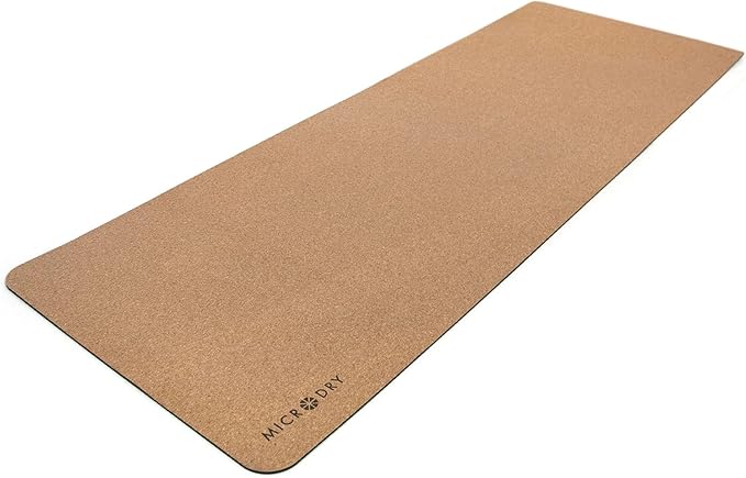 MICRODRY Cork Mat for Yoga, Pilates, Exercise and More, Fitness Mats for Home Workout, 72 (L) x 26 (W) x 0.25 (Th) inches Each Gym Mat