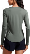 CRZ YOGA Lightweight Workout Long Sleeve Shirts for Women - Gym Running Fall Athletic Training T-Shirts High Neck Tops