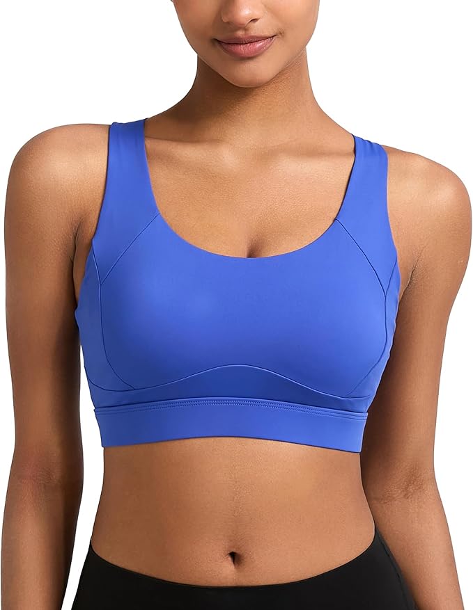 RUNNING GIRL Sports Bras for Women High Support,Racerback High Impact Grey Sports Bra Moulded Cup Workout Bra Push up