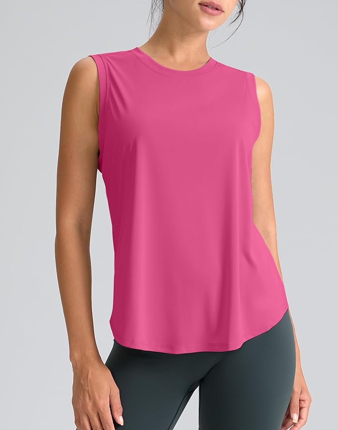 SANTINY Women's Sleeveless Workout Tops Breathable Lightweight Active Tennis Yoga Shirts Athletic Running Tank Tops for Women