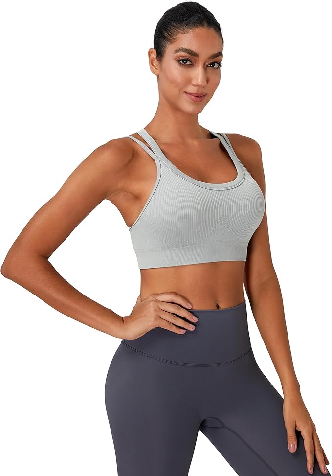 Sports Bras for Women HIigh Support, Criss-Cross Back Padded Strappy High Impact Sports Bras for Women Large Bust