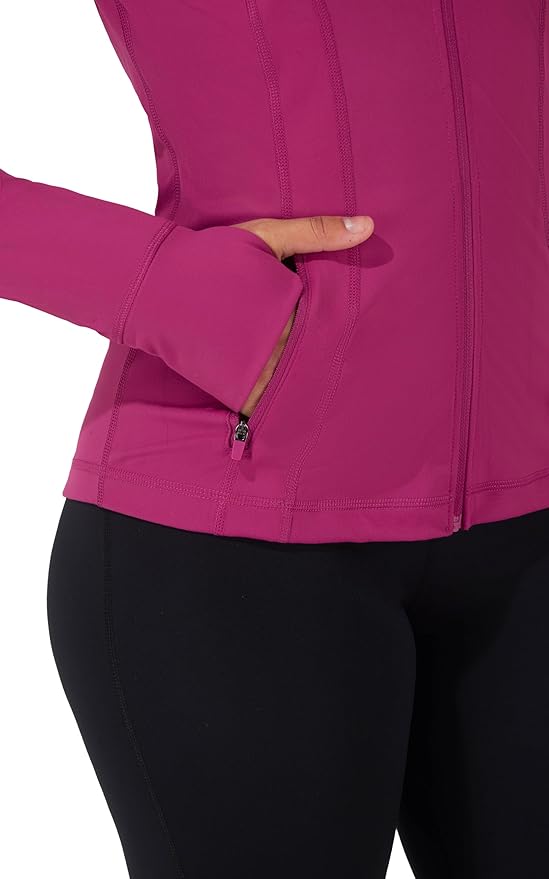 90 Degree By Reflex Full Zip Running Track Jacket Lightweight Athletic Slim Fit Jacket with Thumbholes