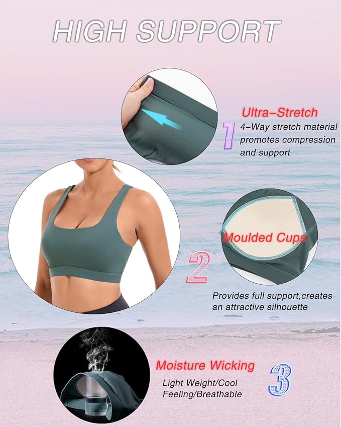 RUNNING GIRL Sports Bras for Women, Molded Cup High Impact Sports Bra Workout Bras for Women High Support Racerback