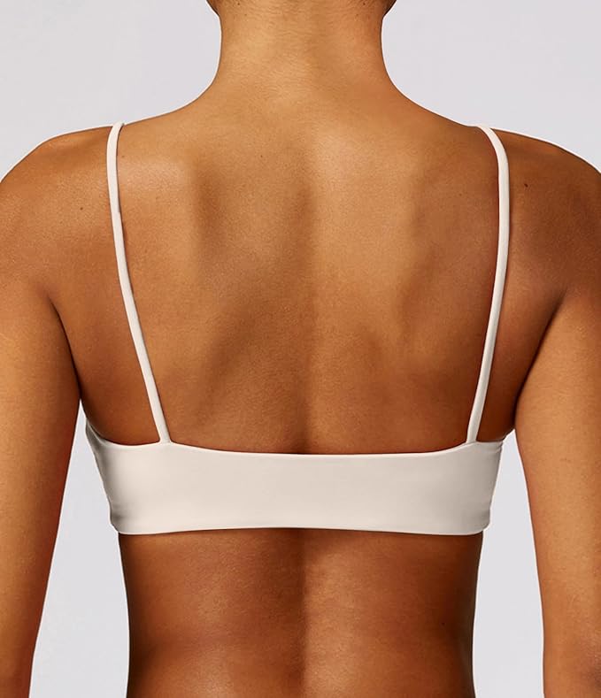 Comper Women's Sports Bra with Thin Straps Stretchy Wirefree Workout Bras Lightweight Workouts Bralette with Removable Pads