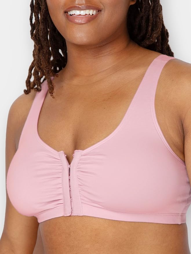 Fruit of the Loom Women's 96014PK Comfort Cotton Blend Front Close Sports Bra 2 Pack