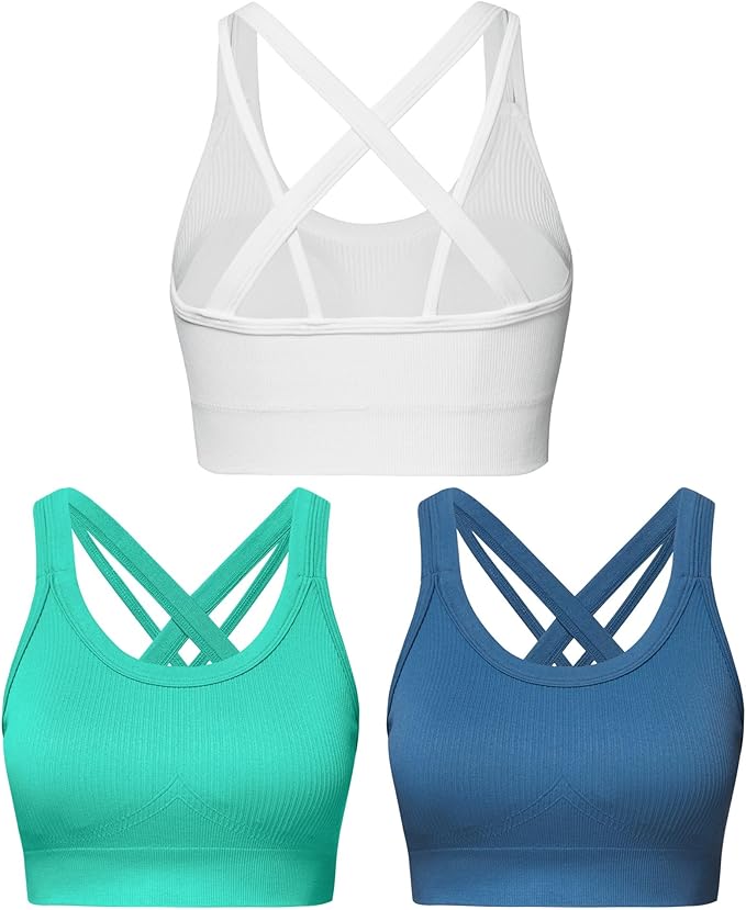 Sports Bras for Women HIigh Support, Criss-Cross Back Padded Strappy High Impact Sports Bras for Women Large Bust