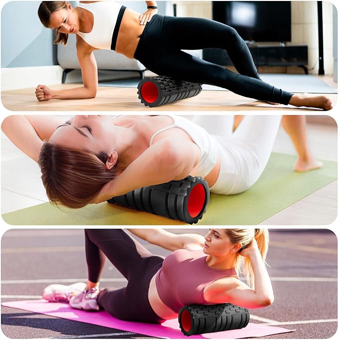 Krightlink Foam Roller for Deep Tissue Massager, 13" High Density Exercise Patented Roller for Muscle Massage and Myofascial Trigger Point Release Back Roller for Fitness, Yoga and Pilates (Black)