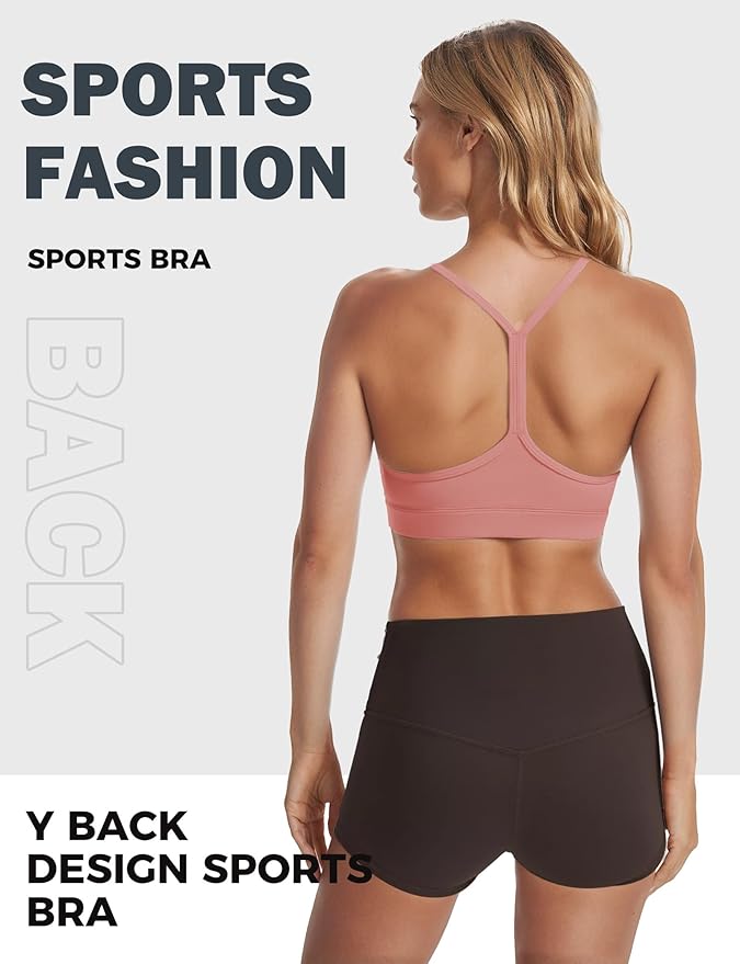 Buauty Sports Bra for Women, Y Back Light Support Workout Bra with Removable Pads for Yoga Pilates Gym