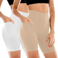 Leafigure 2 Pack Womens Biker Shorts with Pockets, High Waisted Yoga Shorts for Women Running Gym and Workout