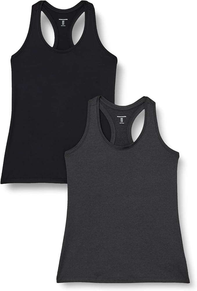 Amazon Essentials Women's Active Quick Dry Tech Stretch Racerback Scoop Neck Tank Top, Multipacks