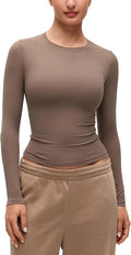 CRZ YOGA Softembrace Crewneck Long Sleeve Shirts for Women - Casual Going Out Tops Soft Basic Fitted Tight Fall T-Shirts